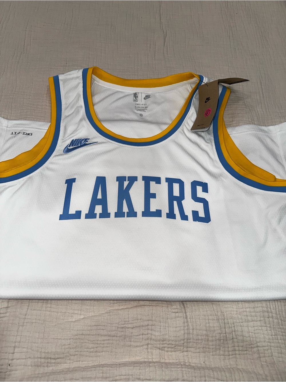 Nike Lakers White and Blue Basketball Jersey